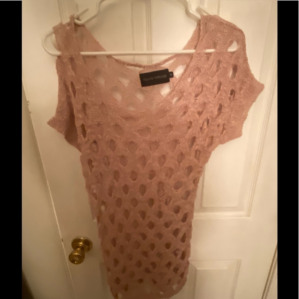 ROSE FISHNET TOP. never worn